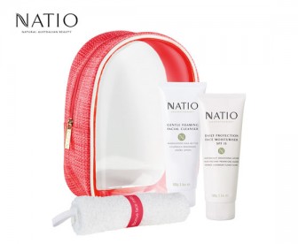 Natio 娜迪奥 清新套装3件 送 防水小包（泡沫洁面 100g+防晒日霜SPF15 100g+小毛巾）